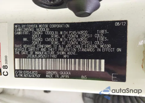 2013 Toyota 4Runner Limited z USA, uszkodzony, nr VIN JTEBU5JR5D5111980